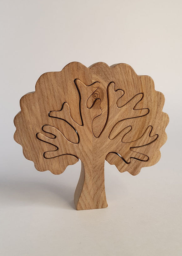 Arbre puzzle décoratif en bois de chêne